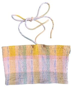 Universal Thread Medium Multicolor Pastel Smocked Top — Yellow Pink Blue Green